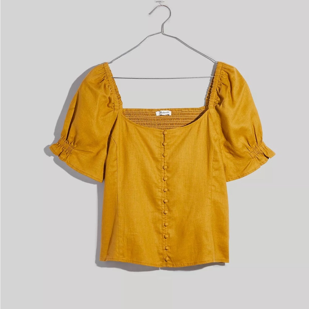 Madewell Button Front Smocked Back Top